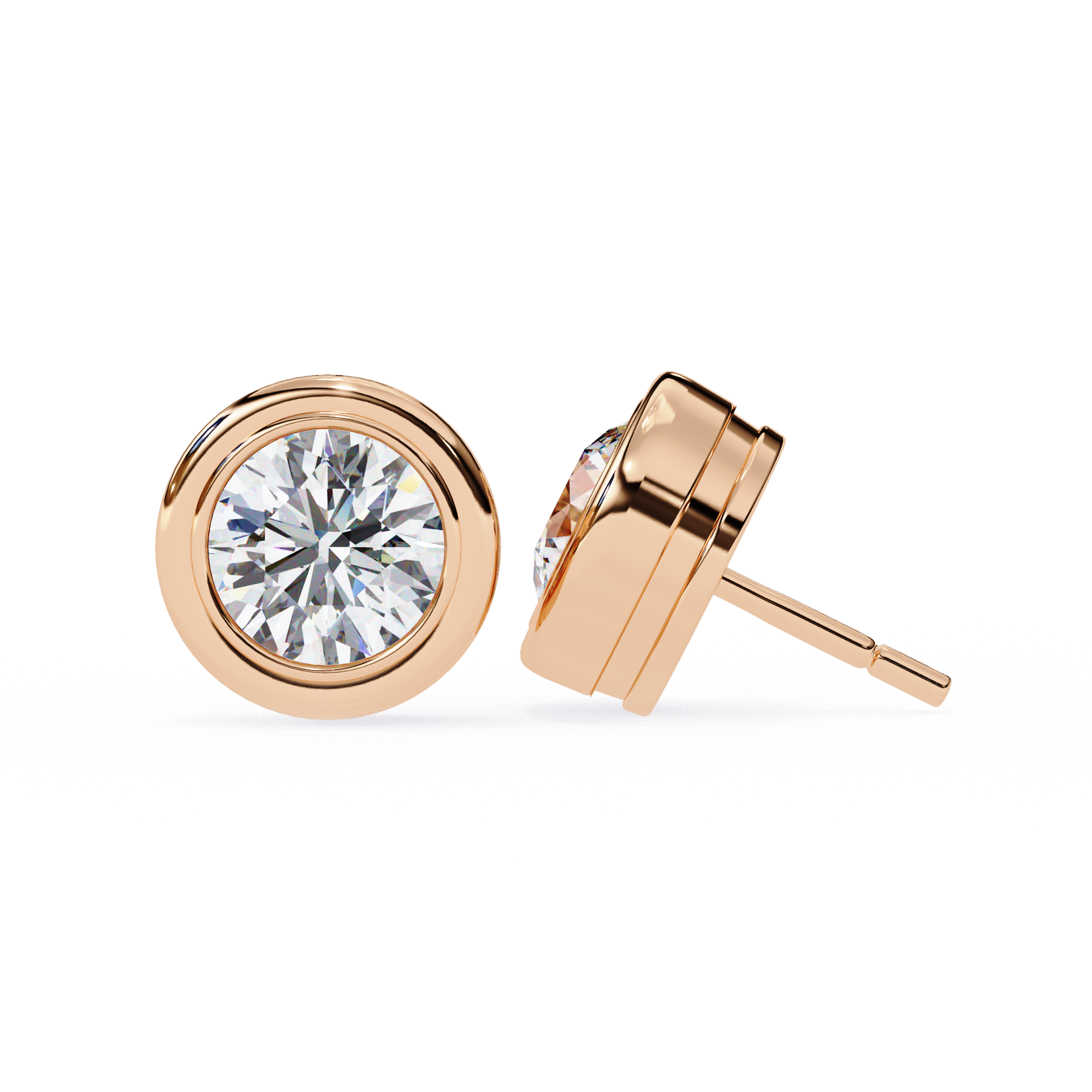 Timeless Bezel-Set Diamond Stud Earrings in Gold