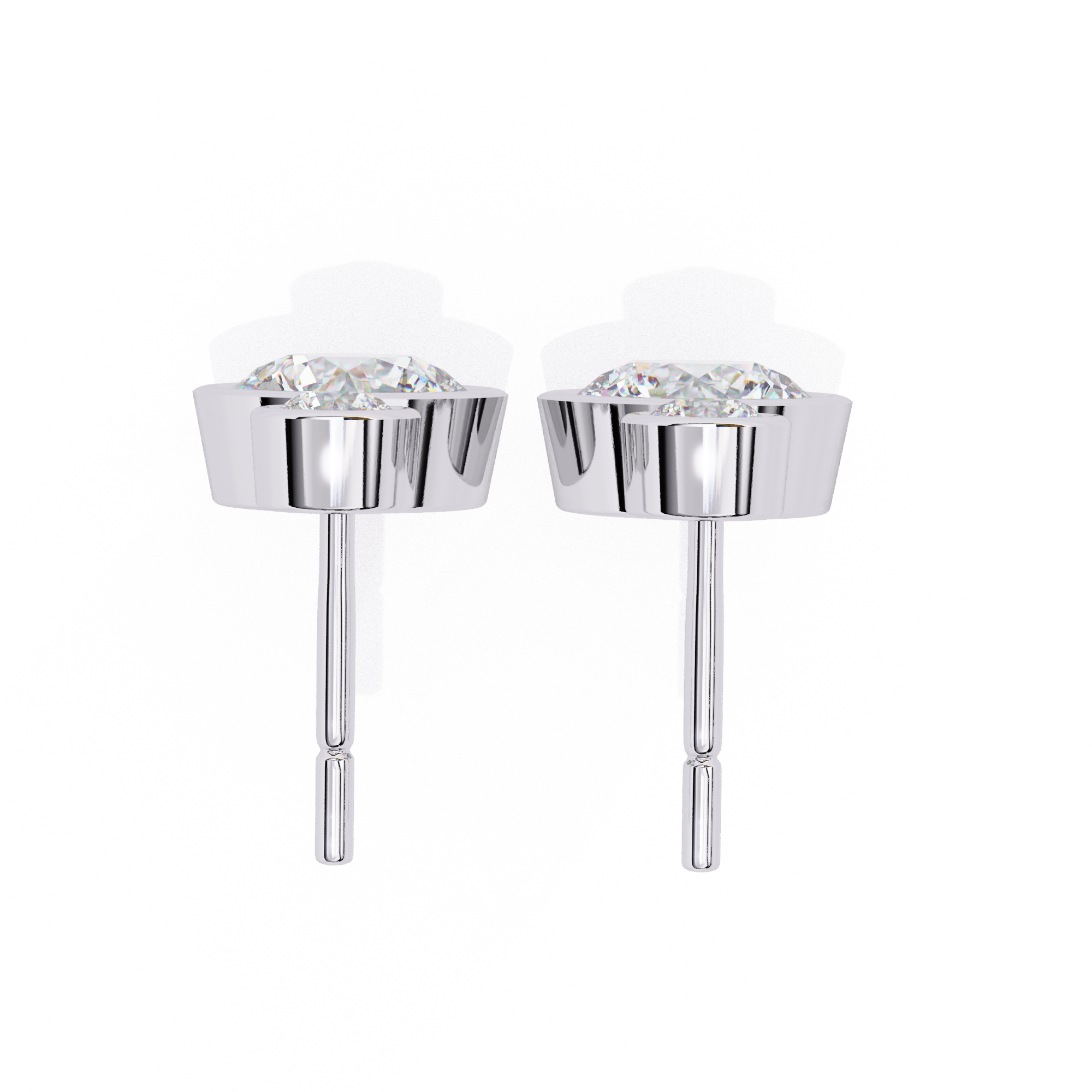 Classic Bezel-Set Double Diamond Drop Earrings