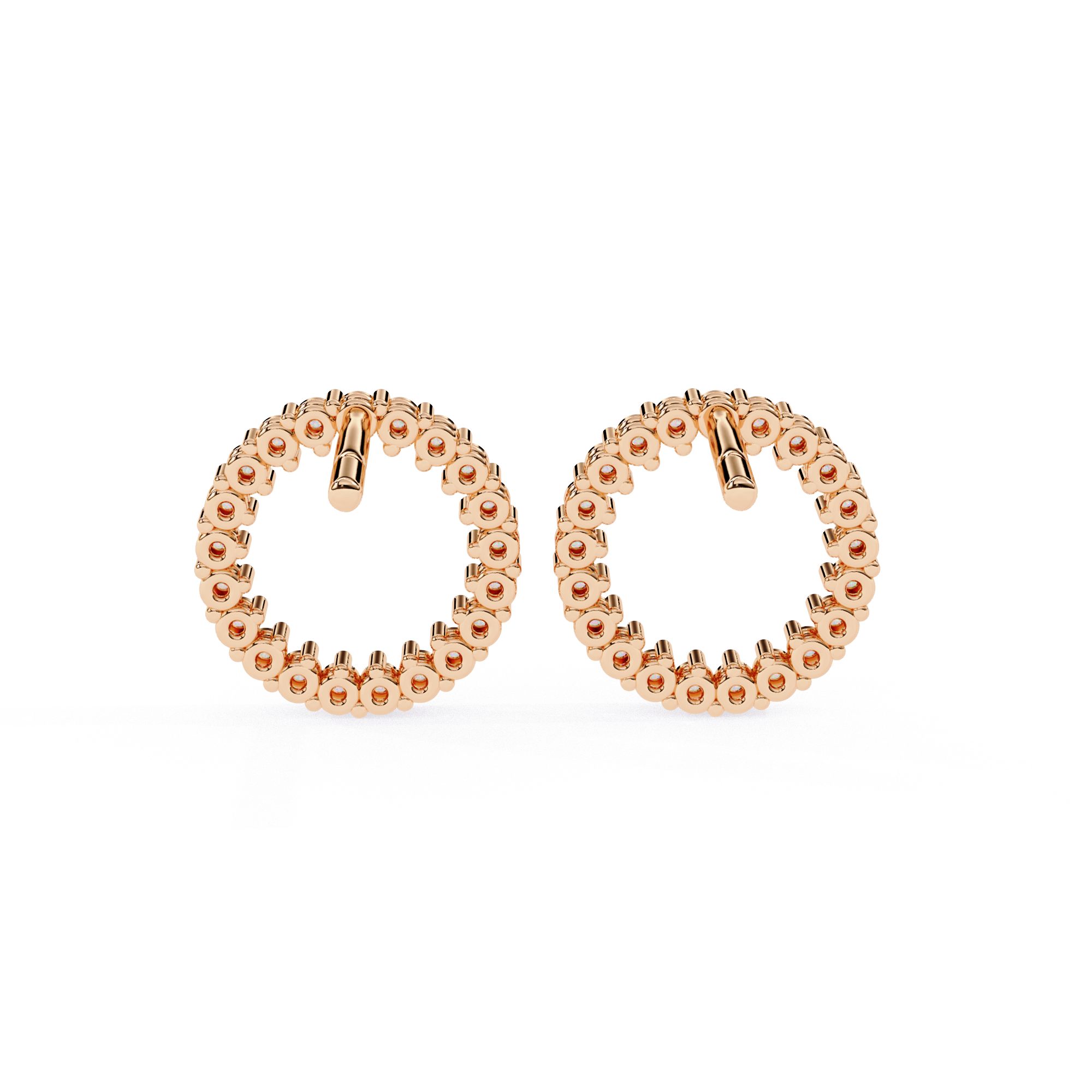 Elegant Diamond Circle Stud Earrings in Gold