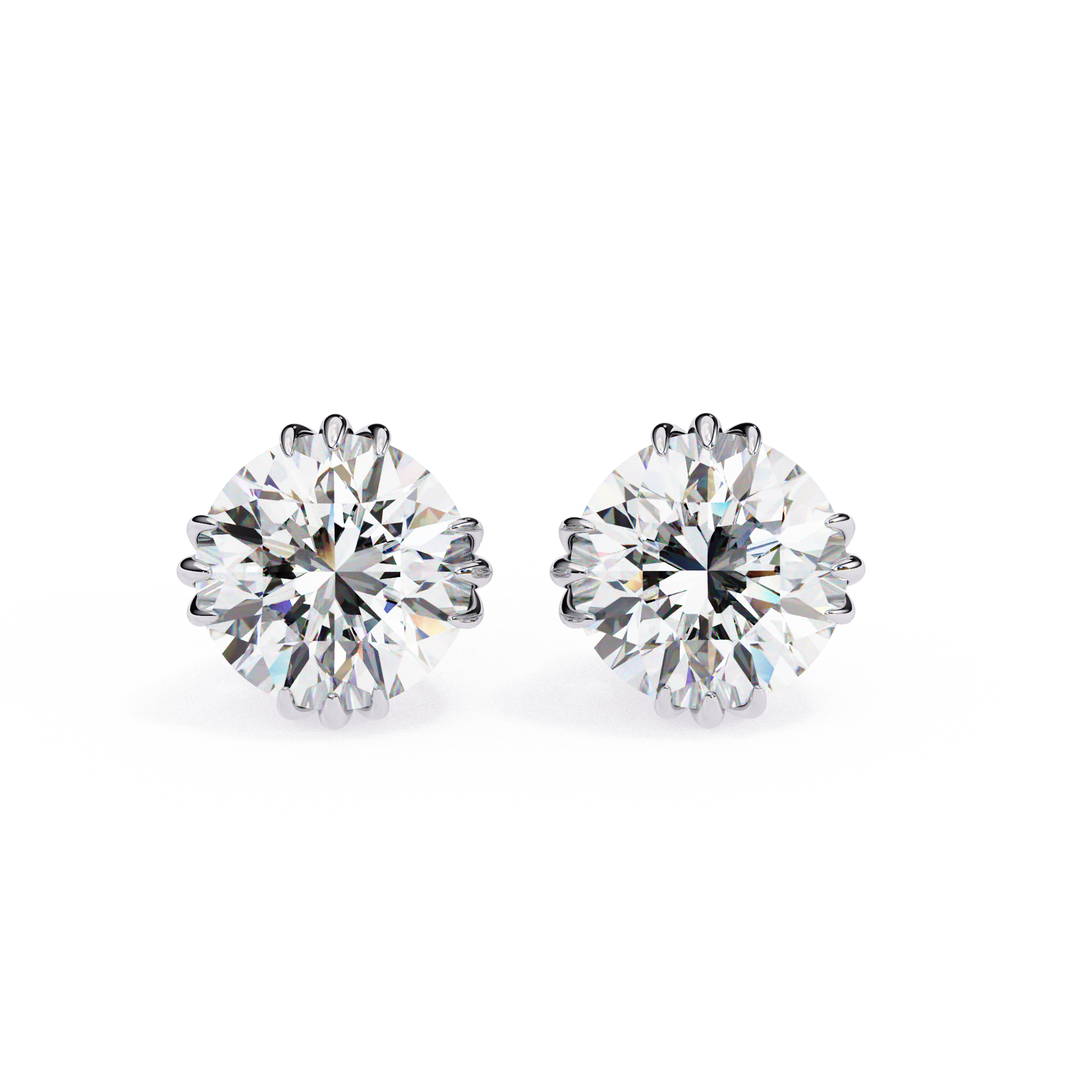 Elegant Gold Diamond Stud Earrings