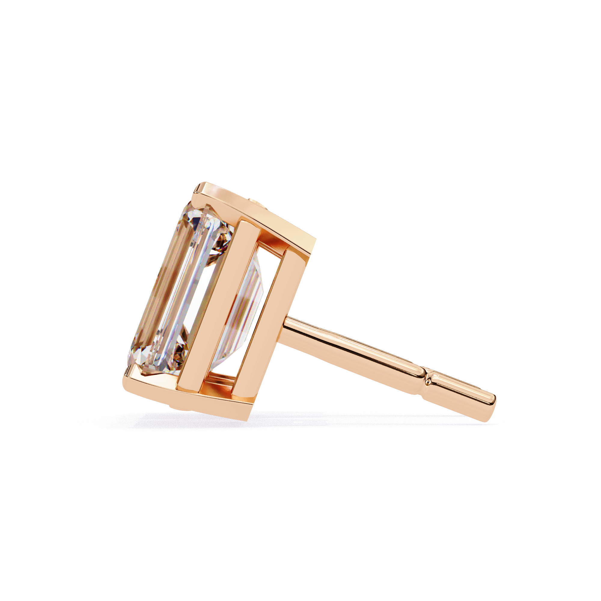 Exquisite Emerald-Cut Diamond Stud Earrings in Gold