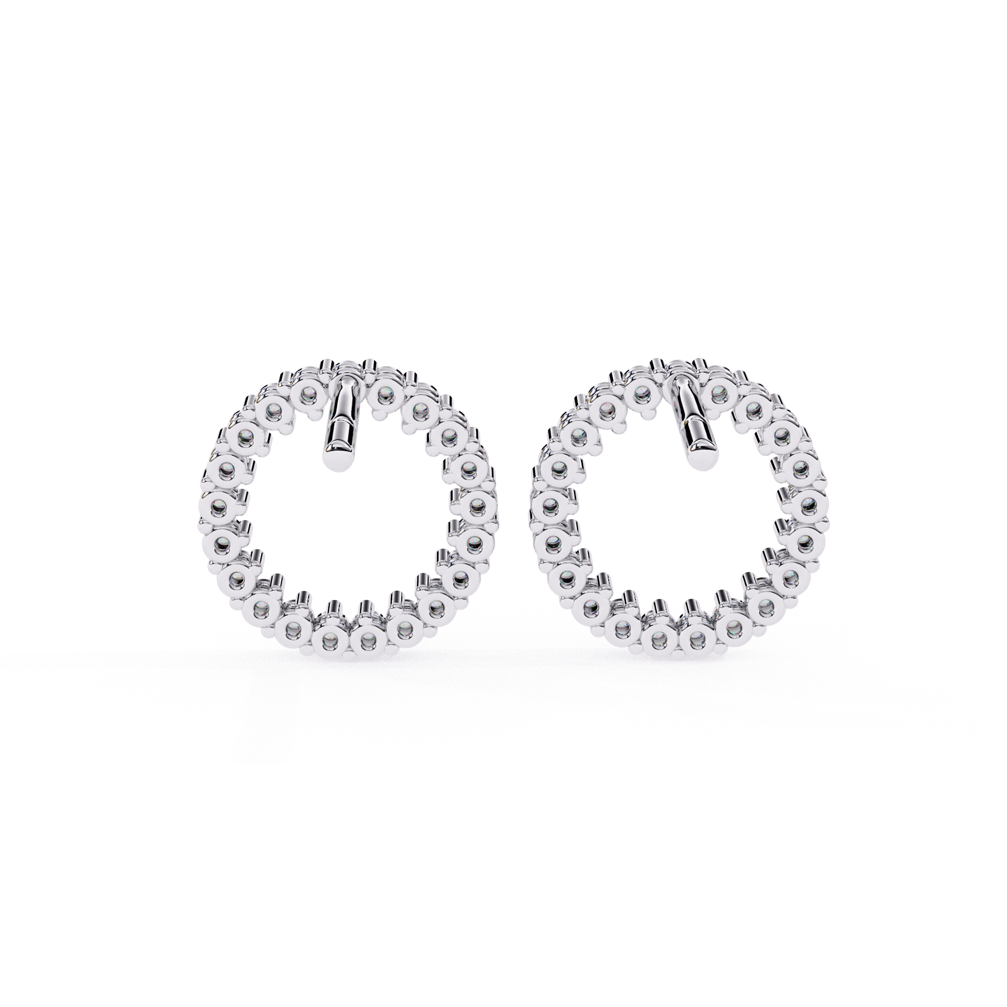 Elegant Diamond Circle Stud Earrings in Gold
