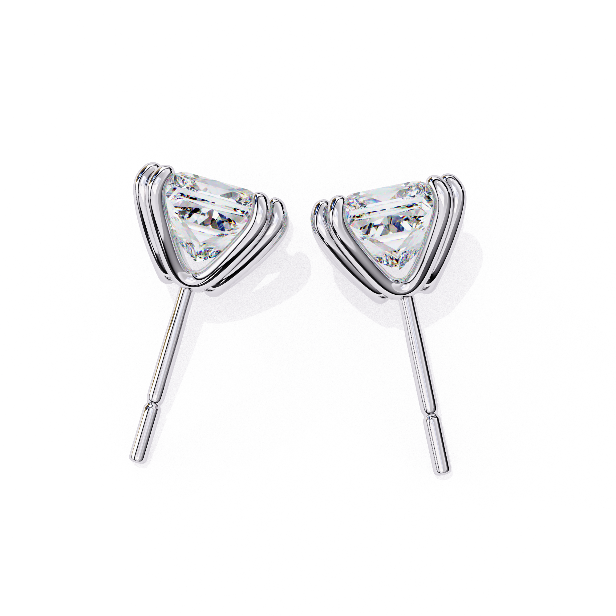 Princess-Cut Diamond Stud Earrings in Gold