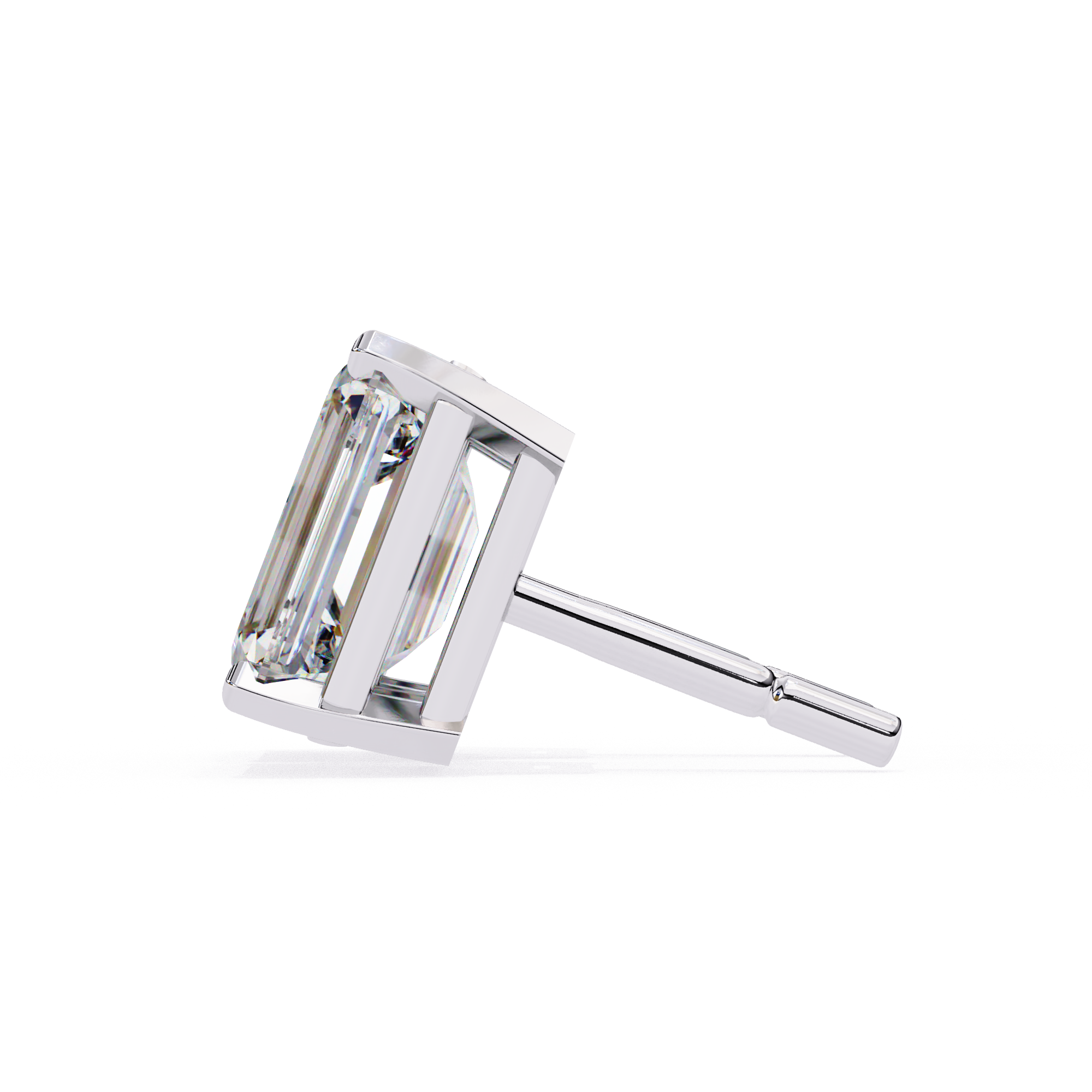 Exquisite Emerald-Cut Diamond Stud Earrings in Gold