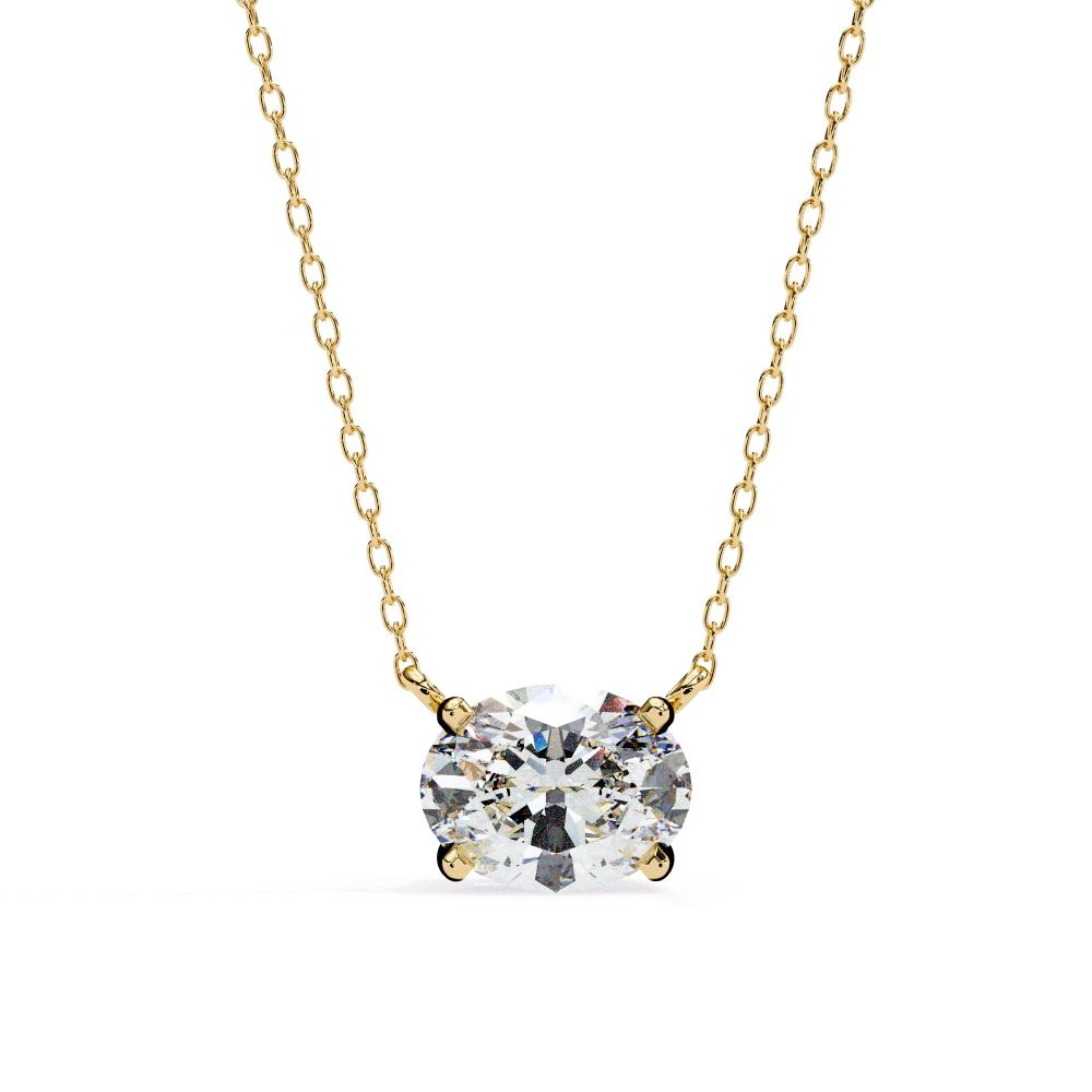 Elegant Oval Cut Diamond Solitaire Pendant in Gold