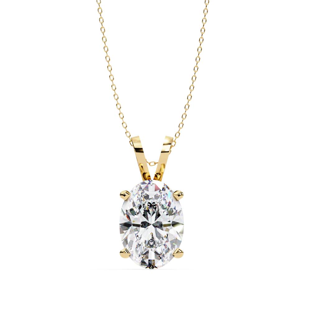 Oval Cut Diamond Solitaire Pendant in Gold