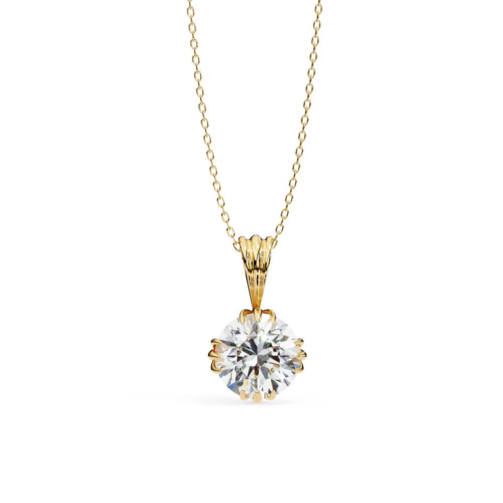 Sculpted Bail Round Diamond Solitaire Pendant in Gold