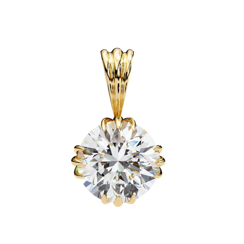 Sculpted Bail Round Diamond Solitaire Pendant in Gold