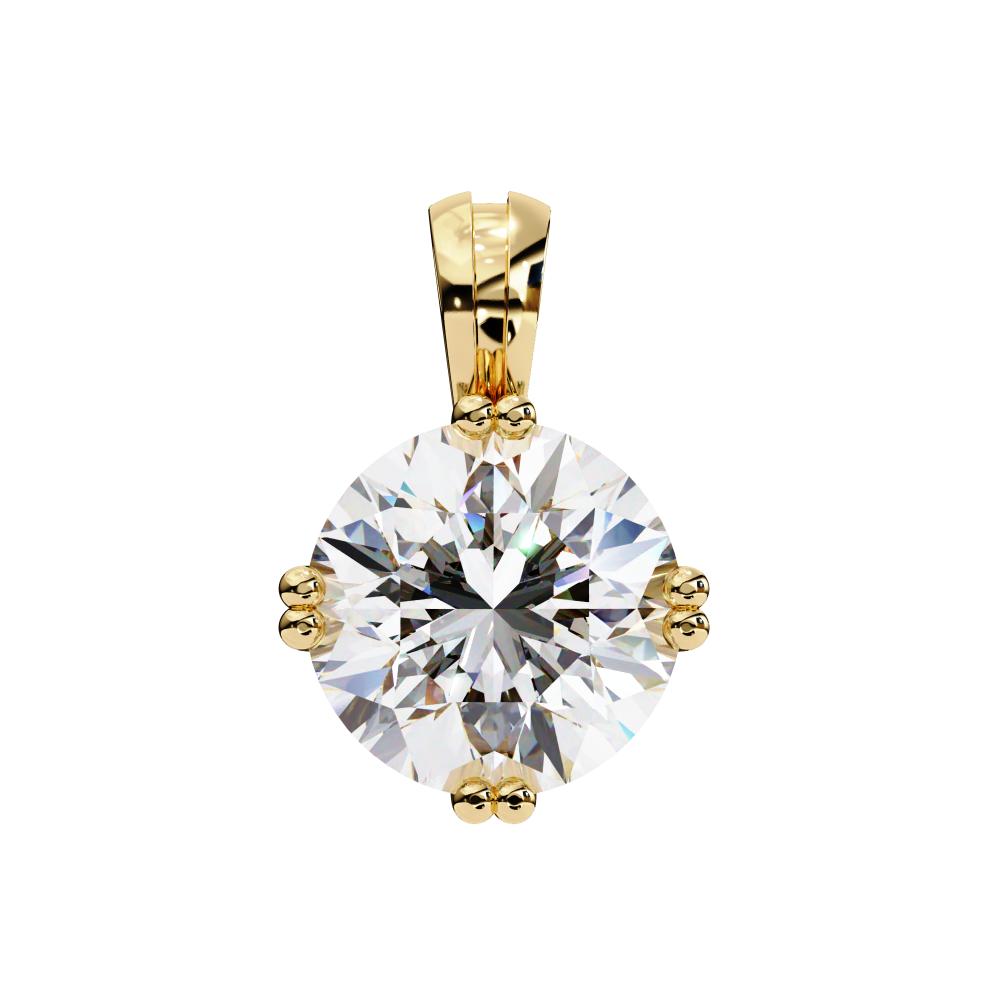 Beaded Prongs Round Diamond Solitaire Pendant in Gold