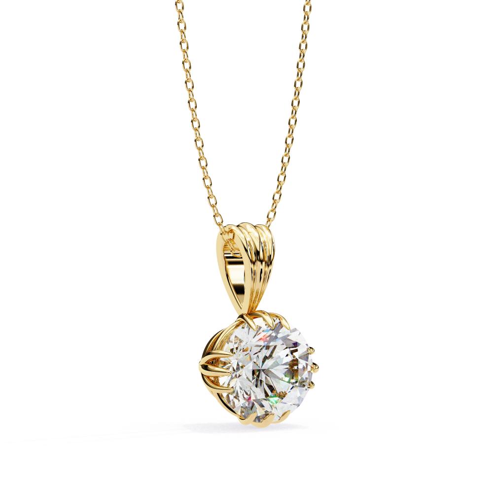 Sculpted Bail Round Diamond Solitaire Pendant in Gold