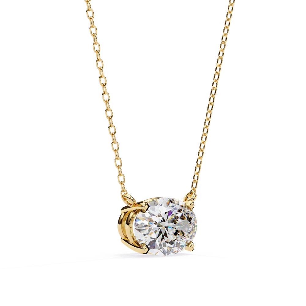 Elegant Oval Cut Diamond Solitaire Pendant in Gold