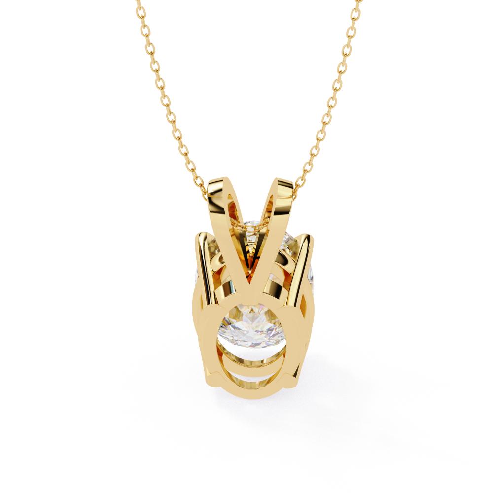 Oval Cut Diamond Solitaire Pendant in Gold