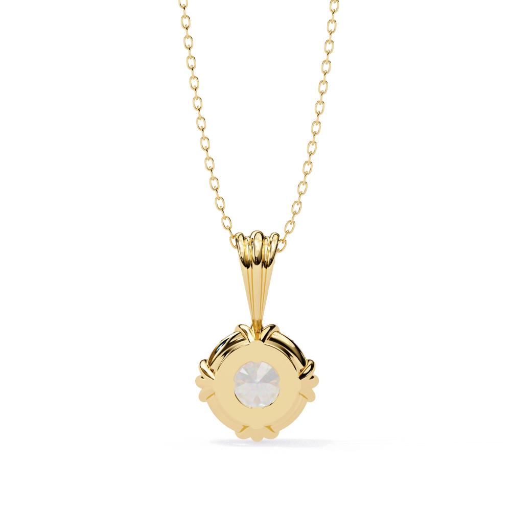 Sculpted Bail Round Diamond Solitaire Pendant in Gold