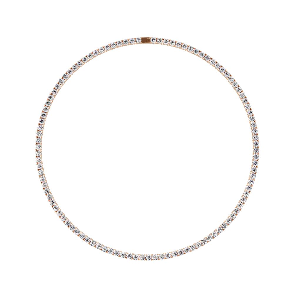 Timeless Round Brilliant Diamond Tennis Necklace in Gold