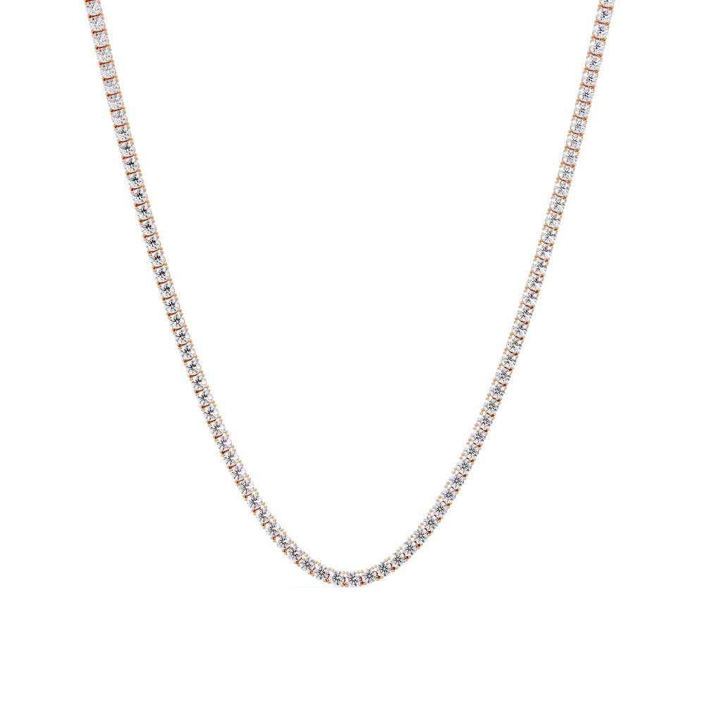 Timeless Round Brilliant Diamond Tennis Necklace in Gold