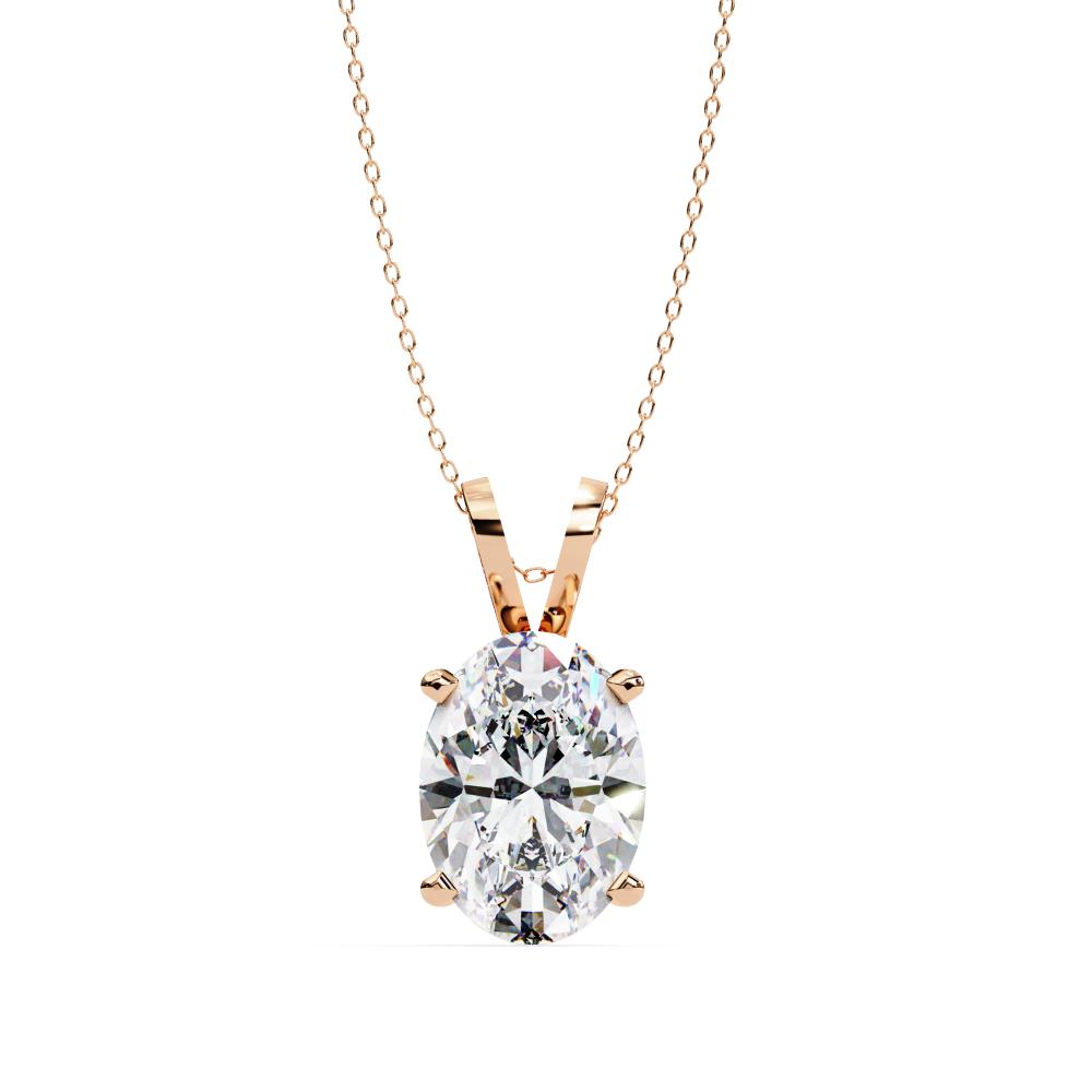 Oval Cut Diamond Solitaire Pendant in Gold