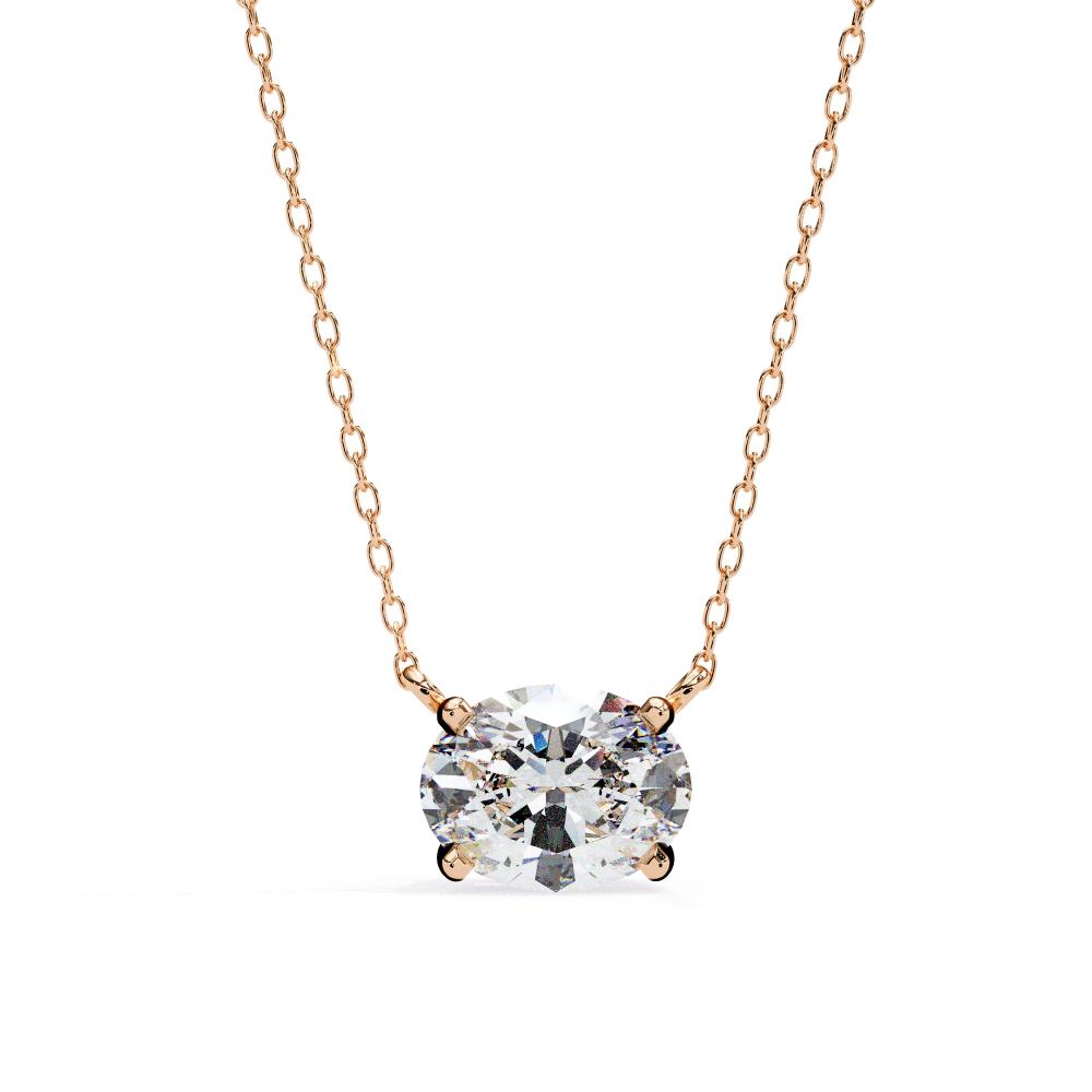 Elegant Oval Cut Diamond Solitaire Pendant in Gold