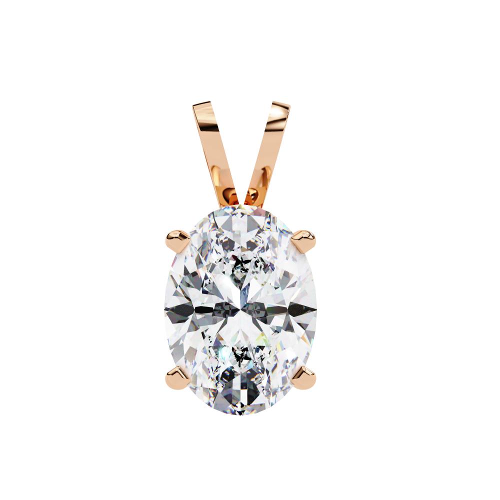 Oval Cut Diamond Solitaire Pendant in Gold