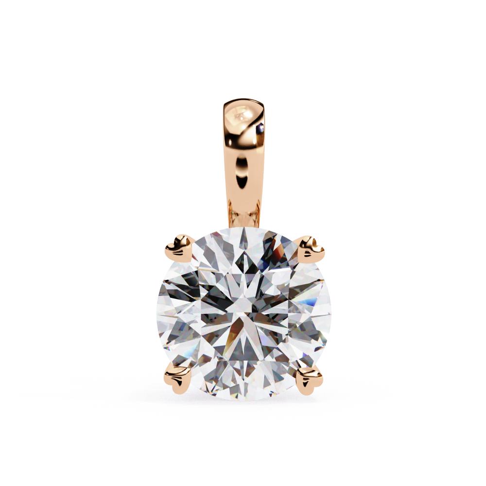 Classic Round Cut Diamond Solitaire Pendant in Gold
