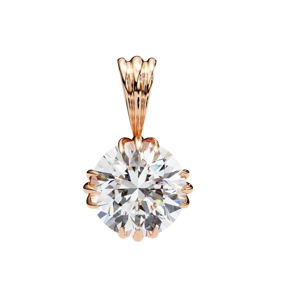 Sculpted Bail Round Diamond Solitaire Pendant in Gold