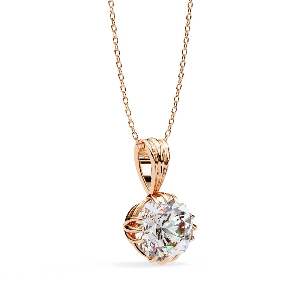 Sculpted Bail Round Diamond Solitaire Pendant in Gold