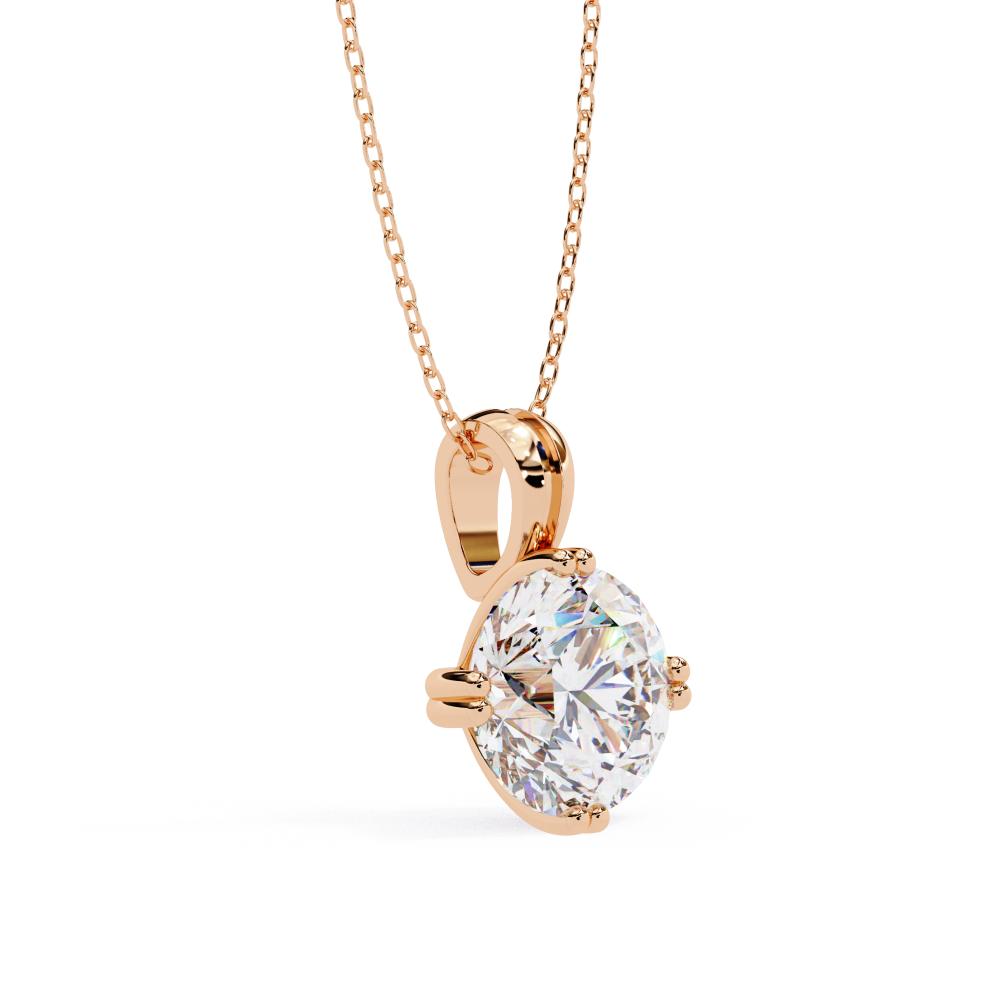 Beaded Prongs Round Diamond Solitaire Pendant in Gold