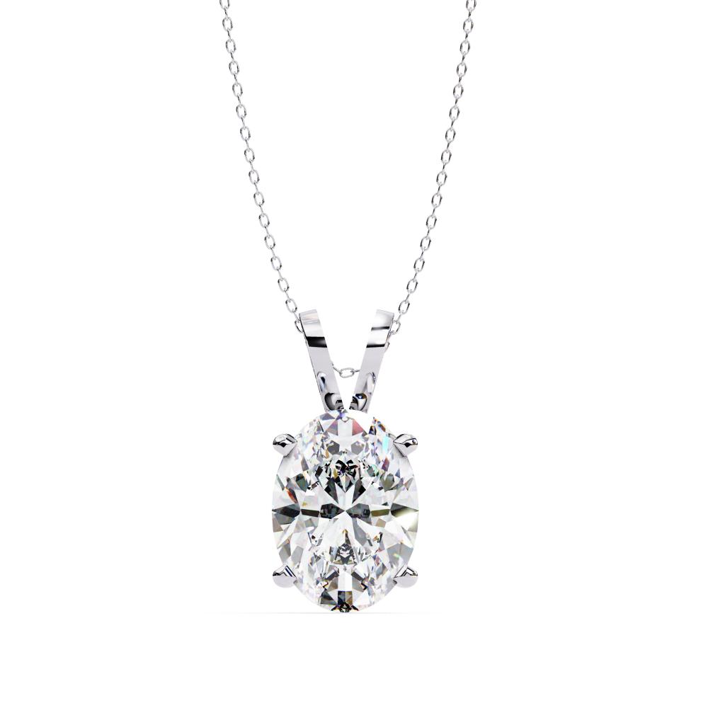 Oval Cut Diamond Solitaire Pendant in Gold
