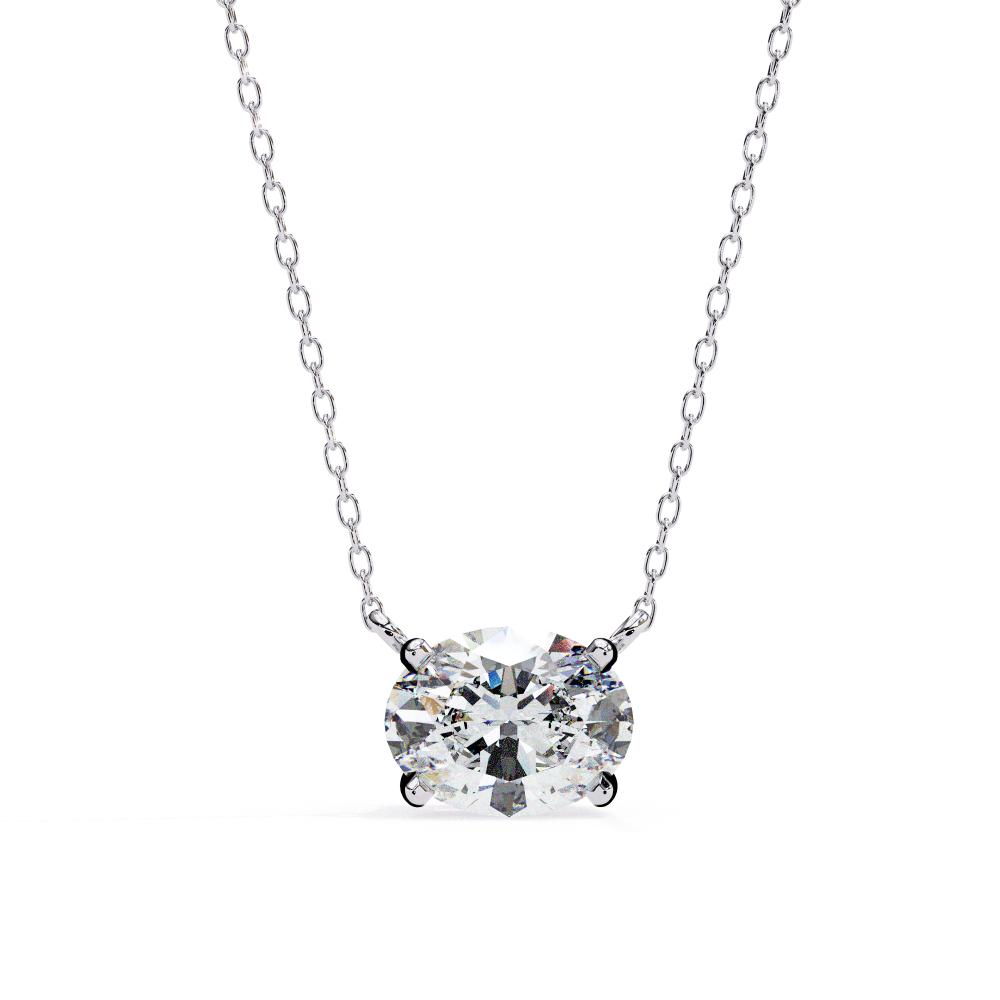 Elegant Oval Cut Diamond Solitaire Pendant in Gold