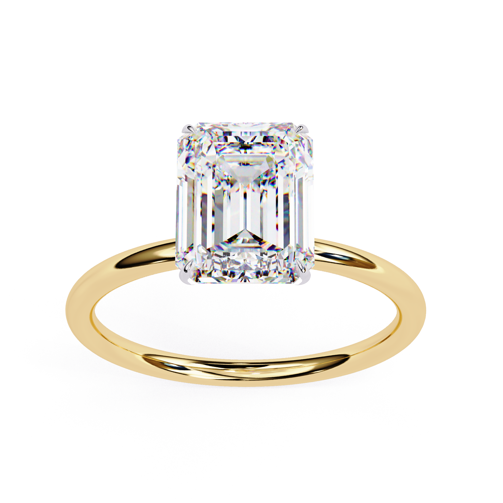 Exquisite Emerald-Cut Diamond Engagement Ring in Gold