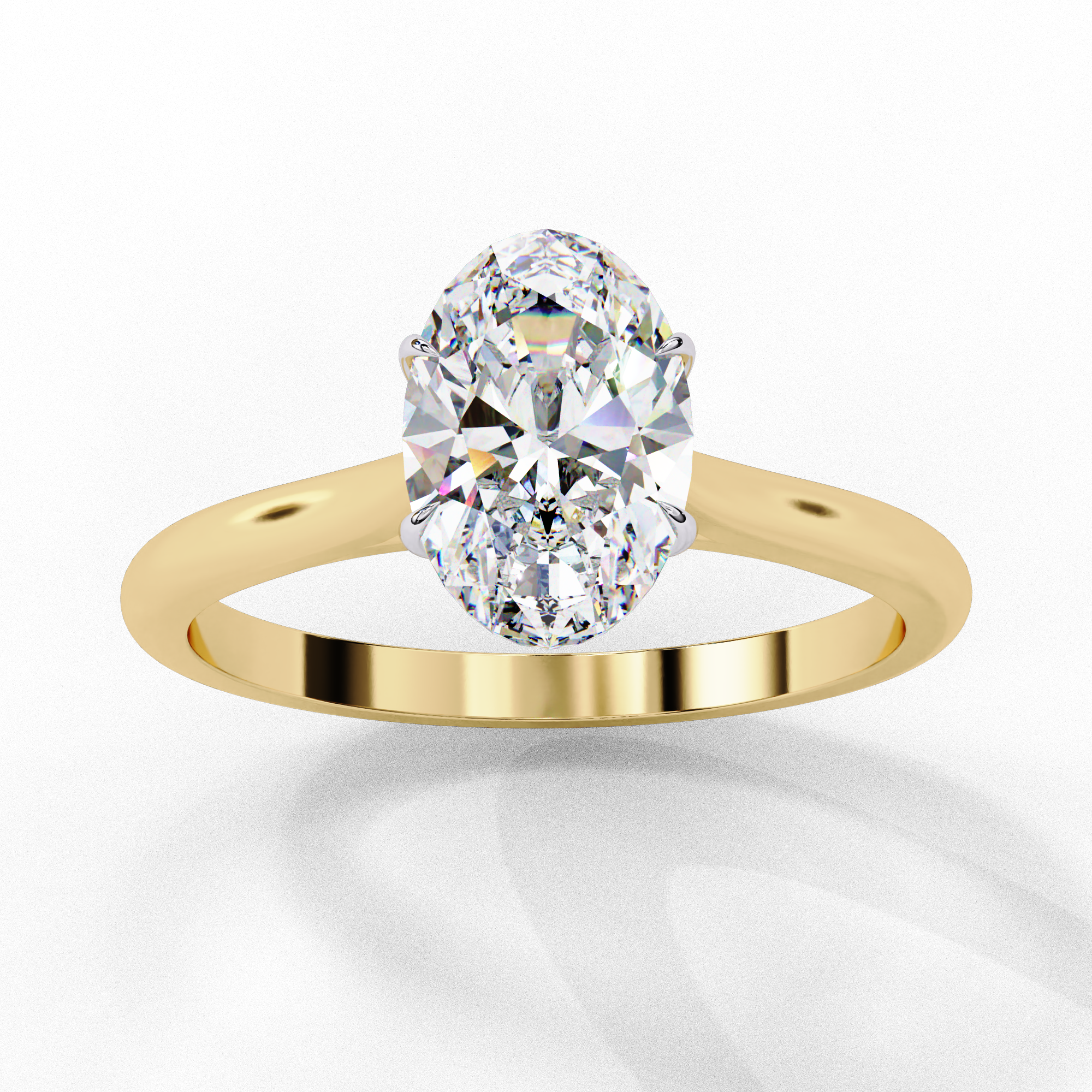 Gold Oval Cut Diamond Solitaire Ring
