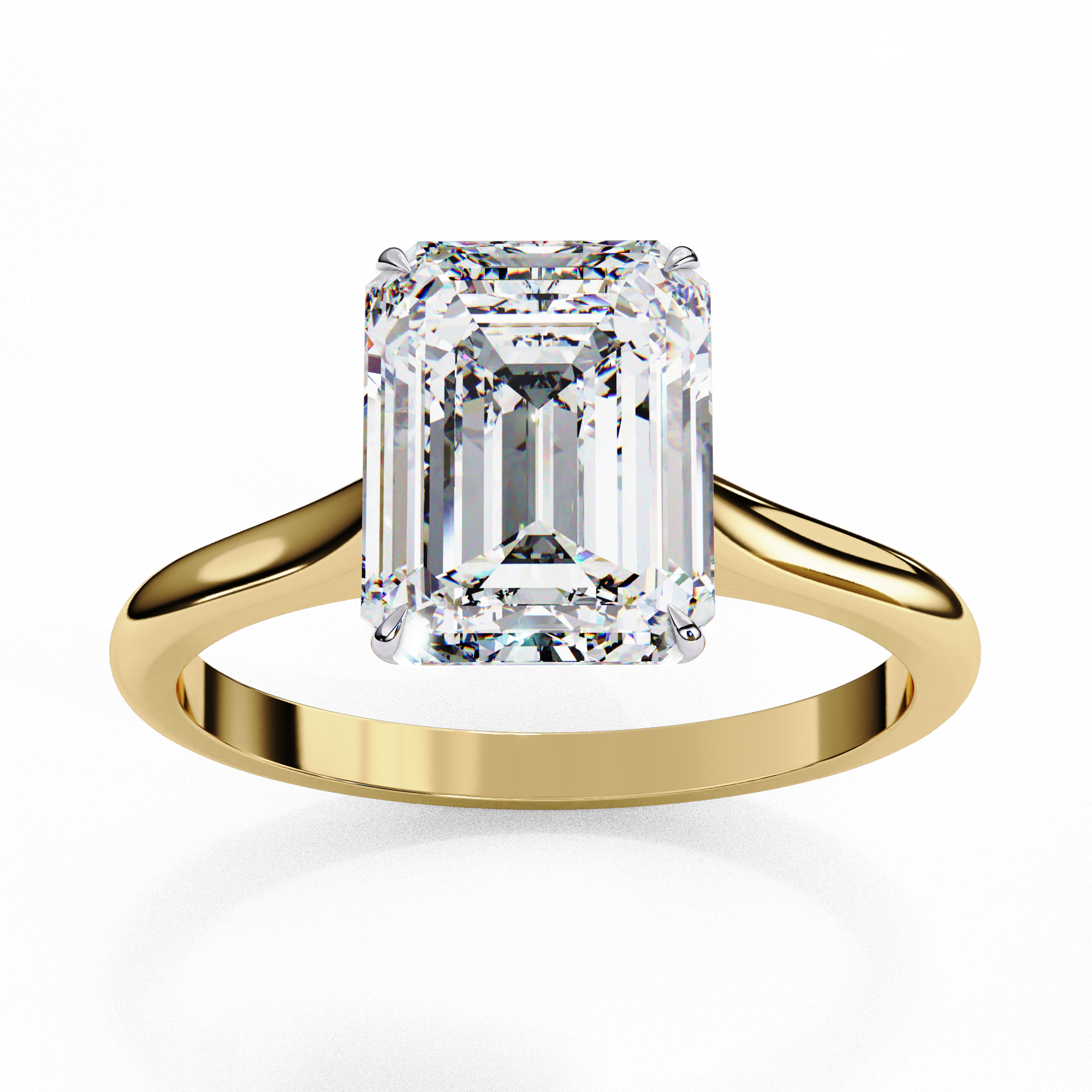 Gold Emerald Cut Diamond Solitaire Ring