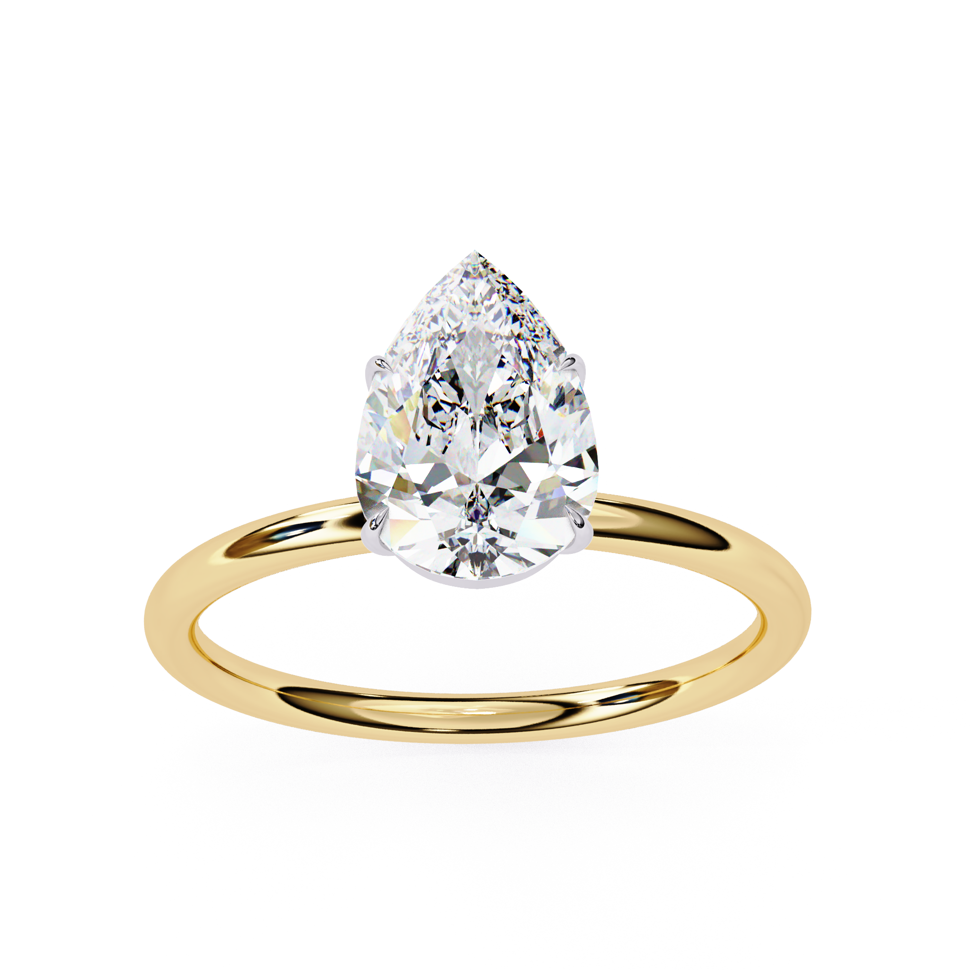 Exquisite Pear-Shaped Diamond Solitaire Ring in Gold