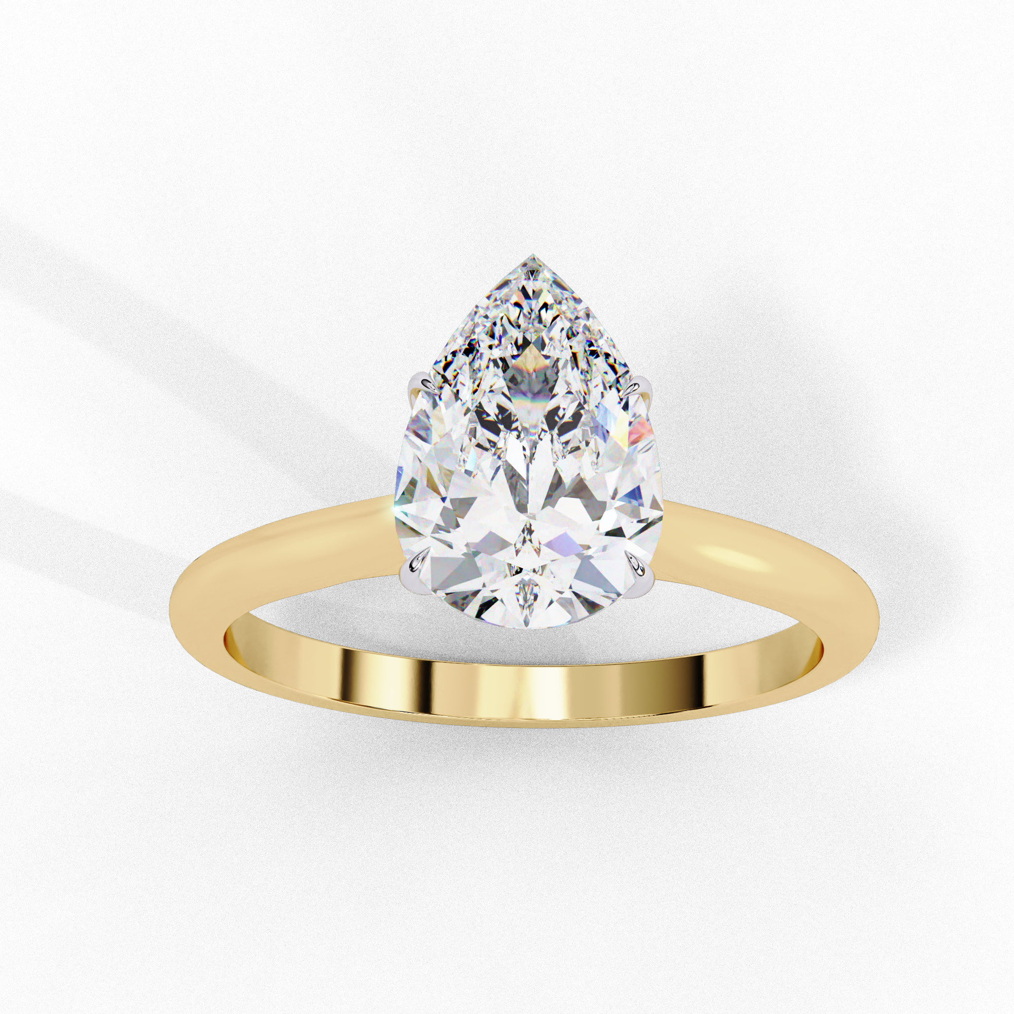 Gold Pear Cut Diamond Solitaire Ring