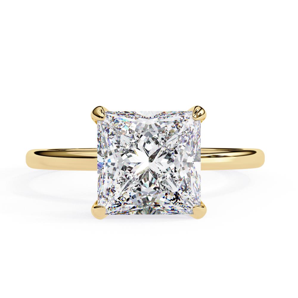 Princess Cut Diamond Solitaire Engagement Ring in Gold