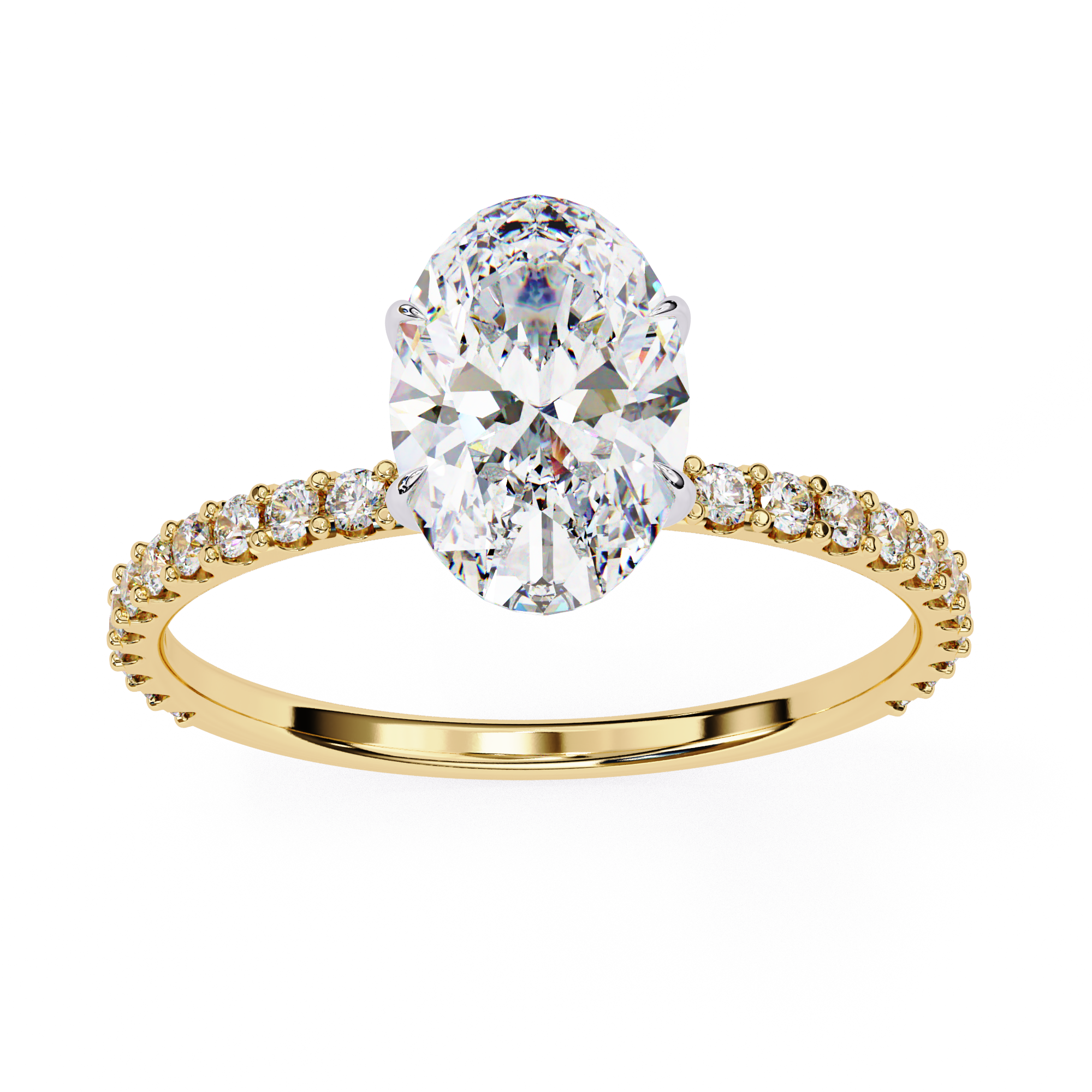 Exquisite Oval-Cut Diamond Engagement Ring with Pave Ring in Gold