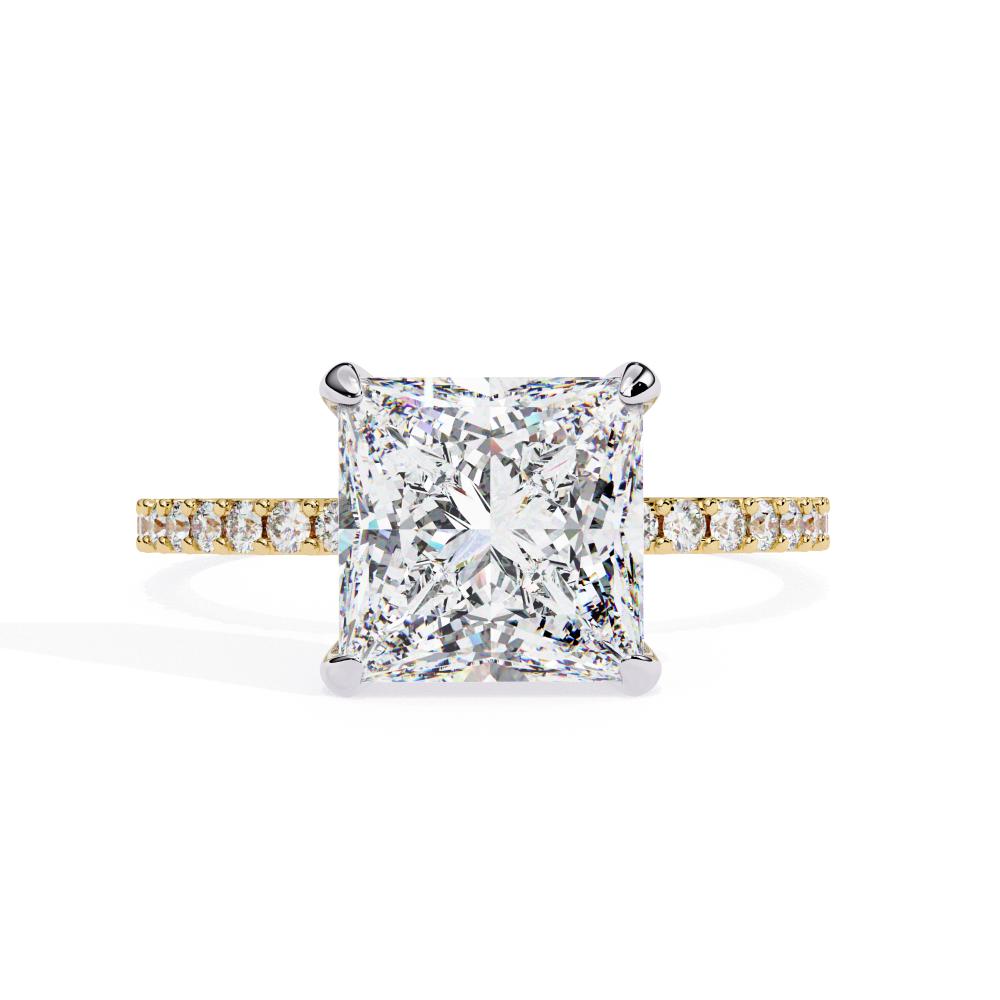 Princess Cut Diamond Engagement Ring Two-Tone in Gold