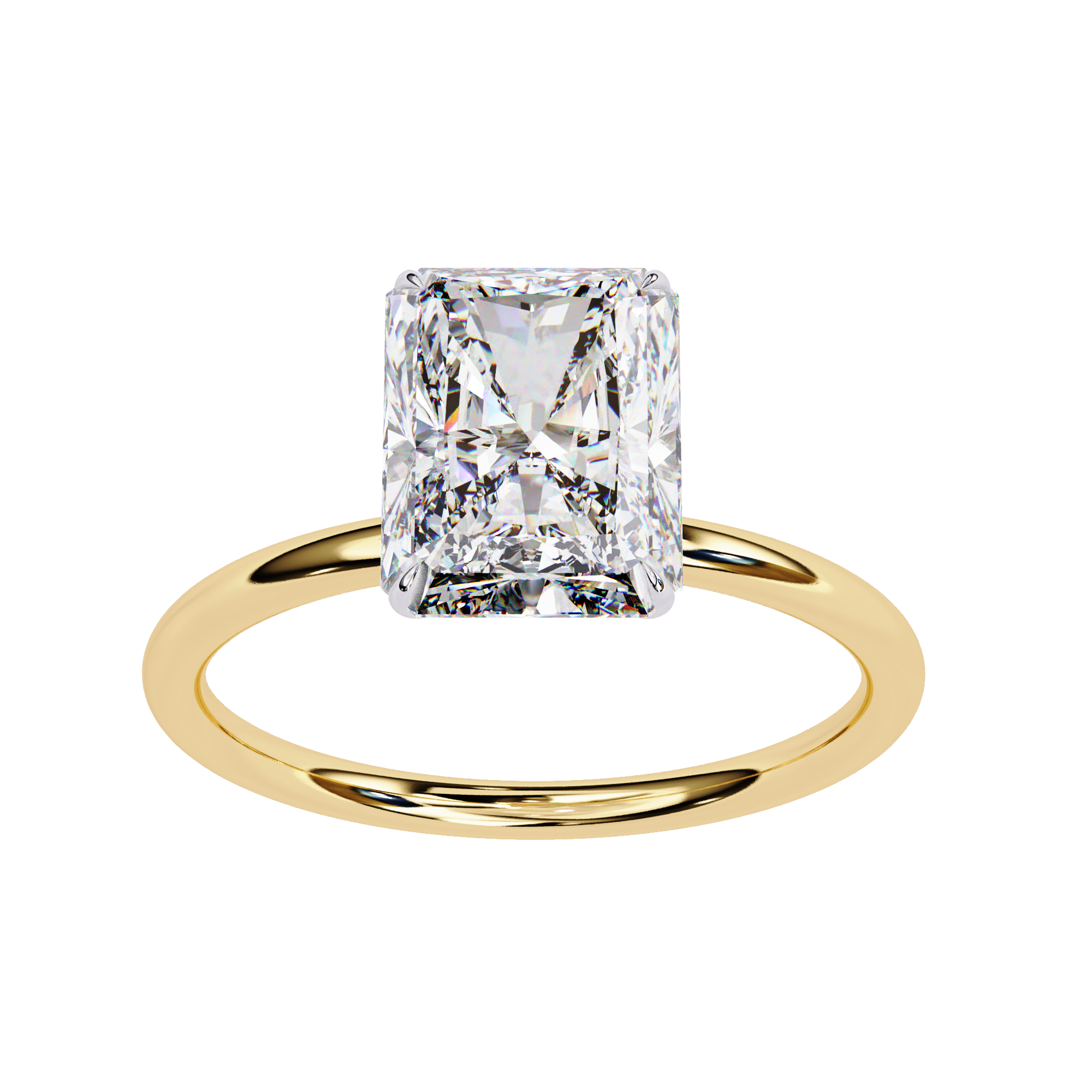 Gold Radiant Cut Diamond Solitaire Ring