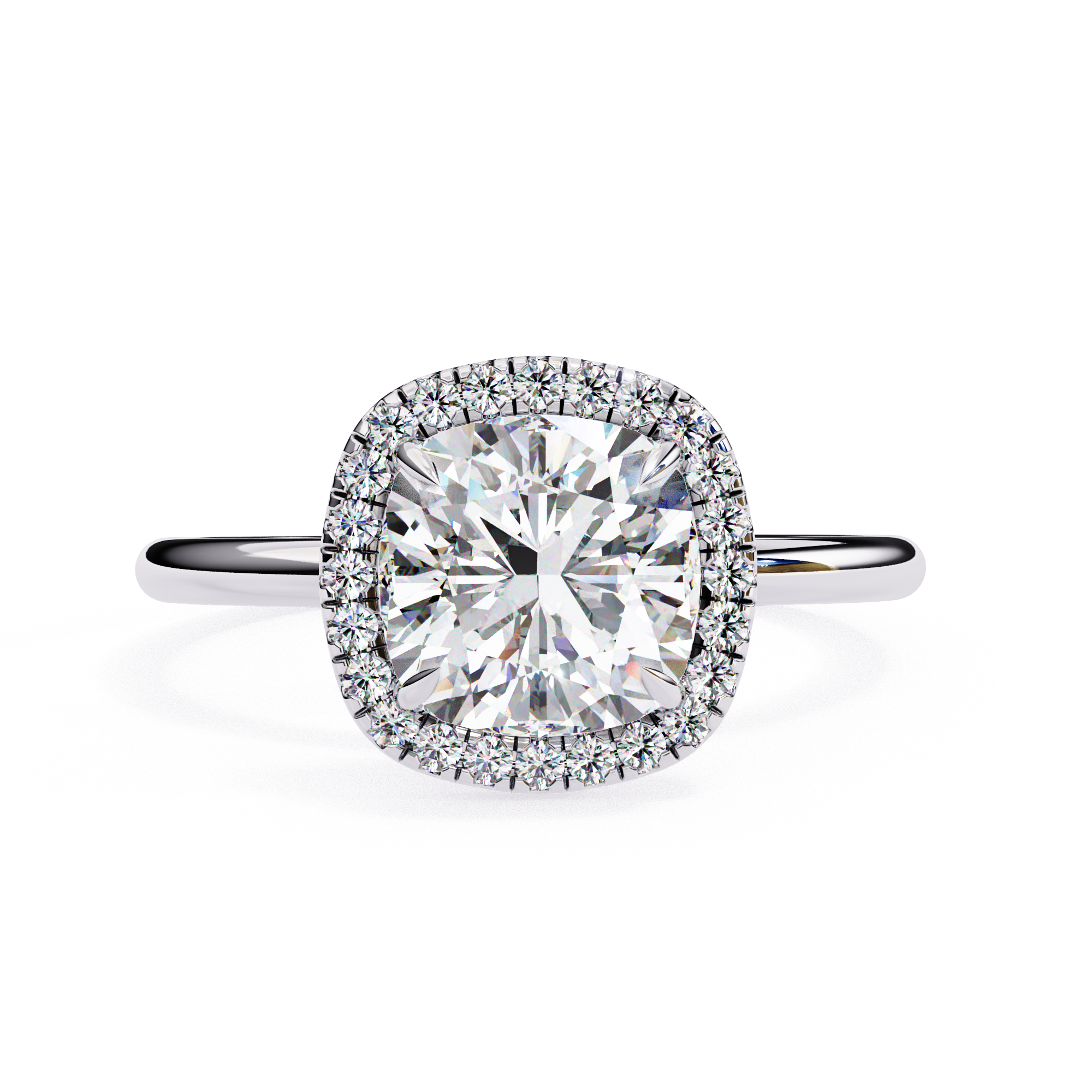 Cushion-Cut Diamond Halo Engagement Ring in Gold