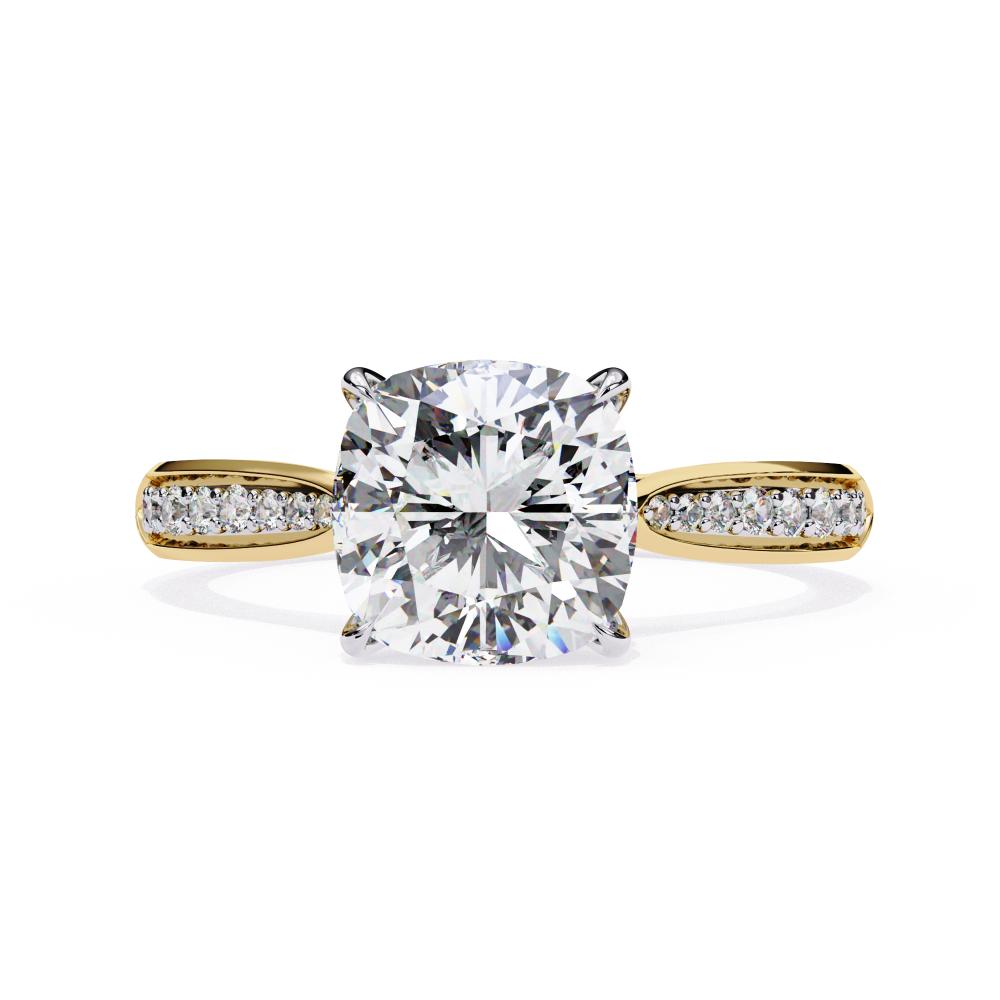 Cushion Cut Diamond Pavé Engagement Ring in Gold