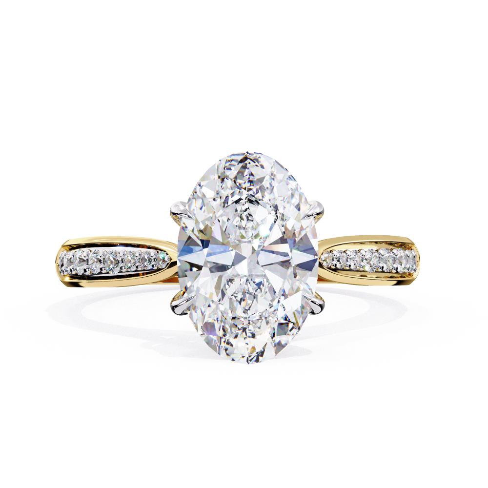 Oval Cut Diamond Pavé Engagement Ring in Gold