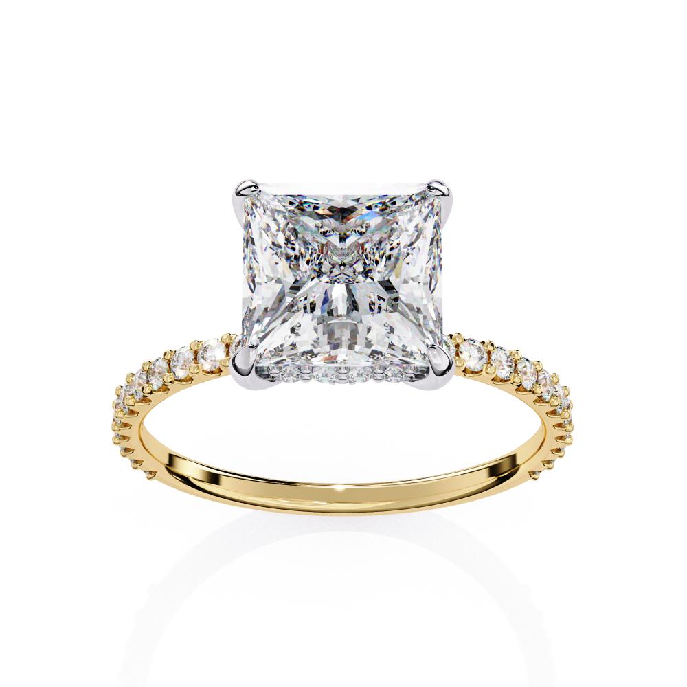 Princess Cut Diamond Engagement Ring Two-Tone in Gold