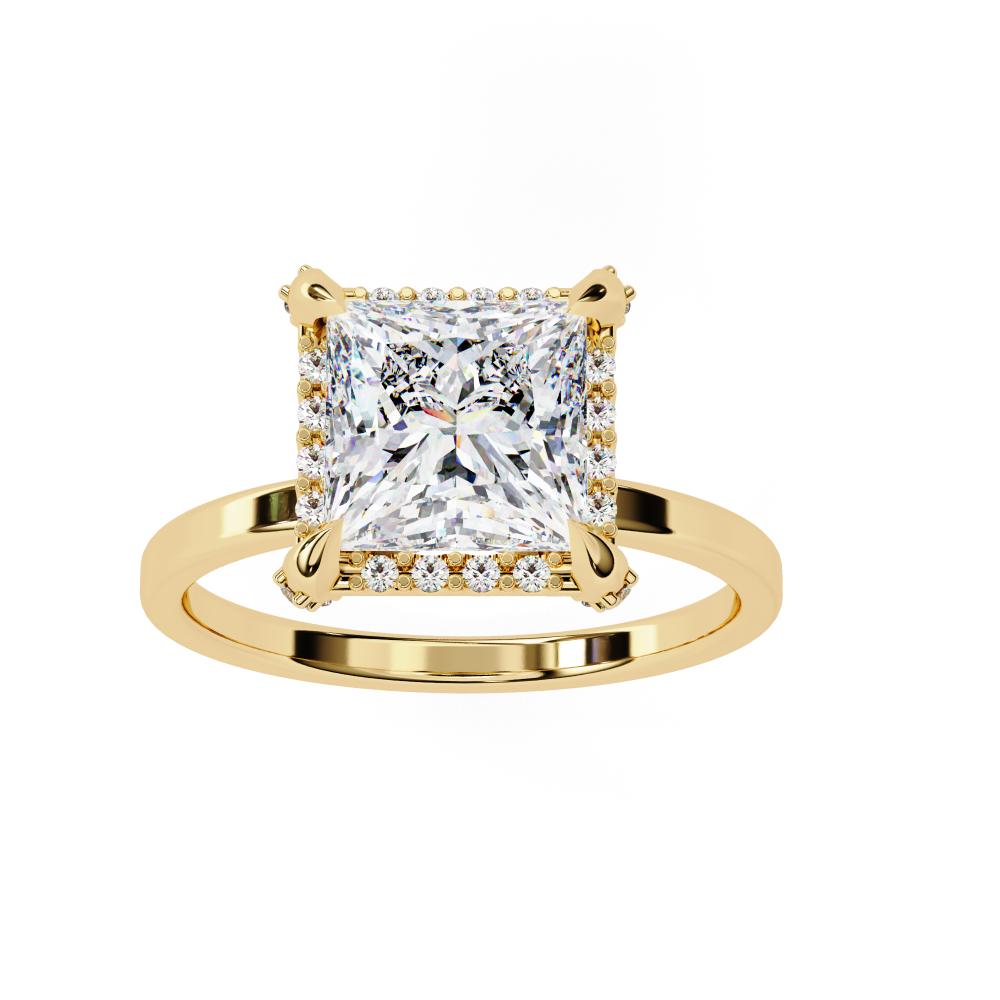 Princess Cut Solitaire Diamond Ring in Gold