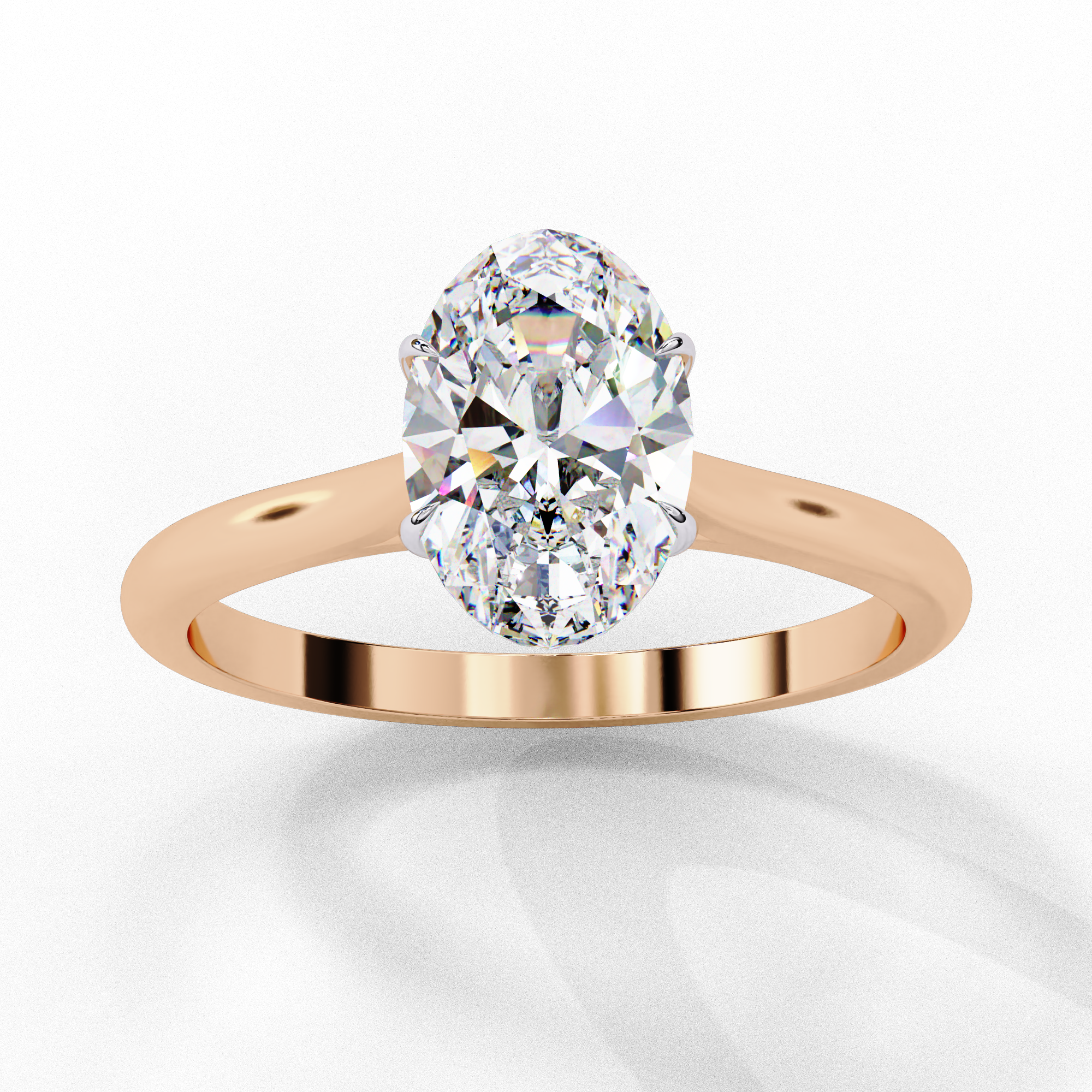 Gold Oval Cut Diamond Solitaire Ring
