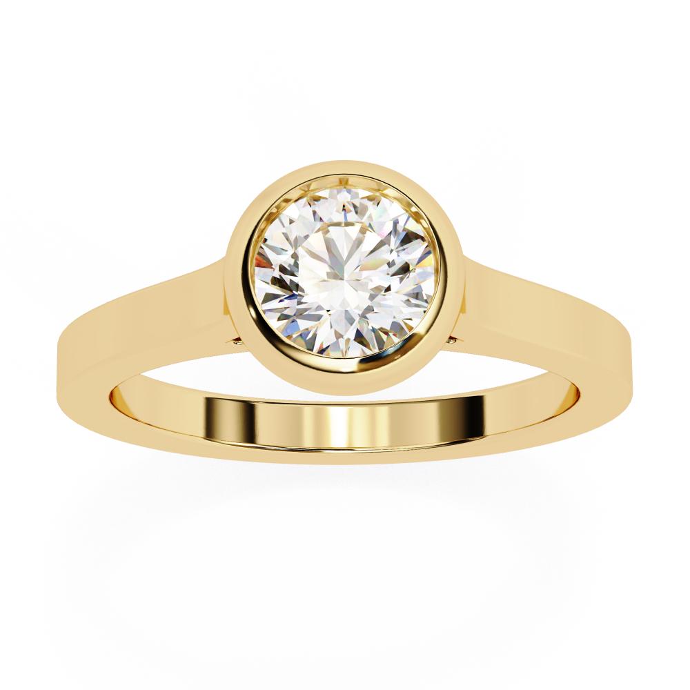 Round Brilliant Bezel Set Diamond Ring in Gold