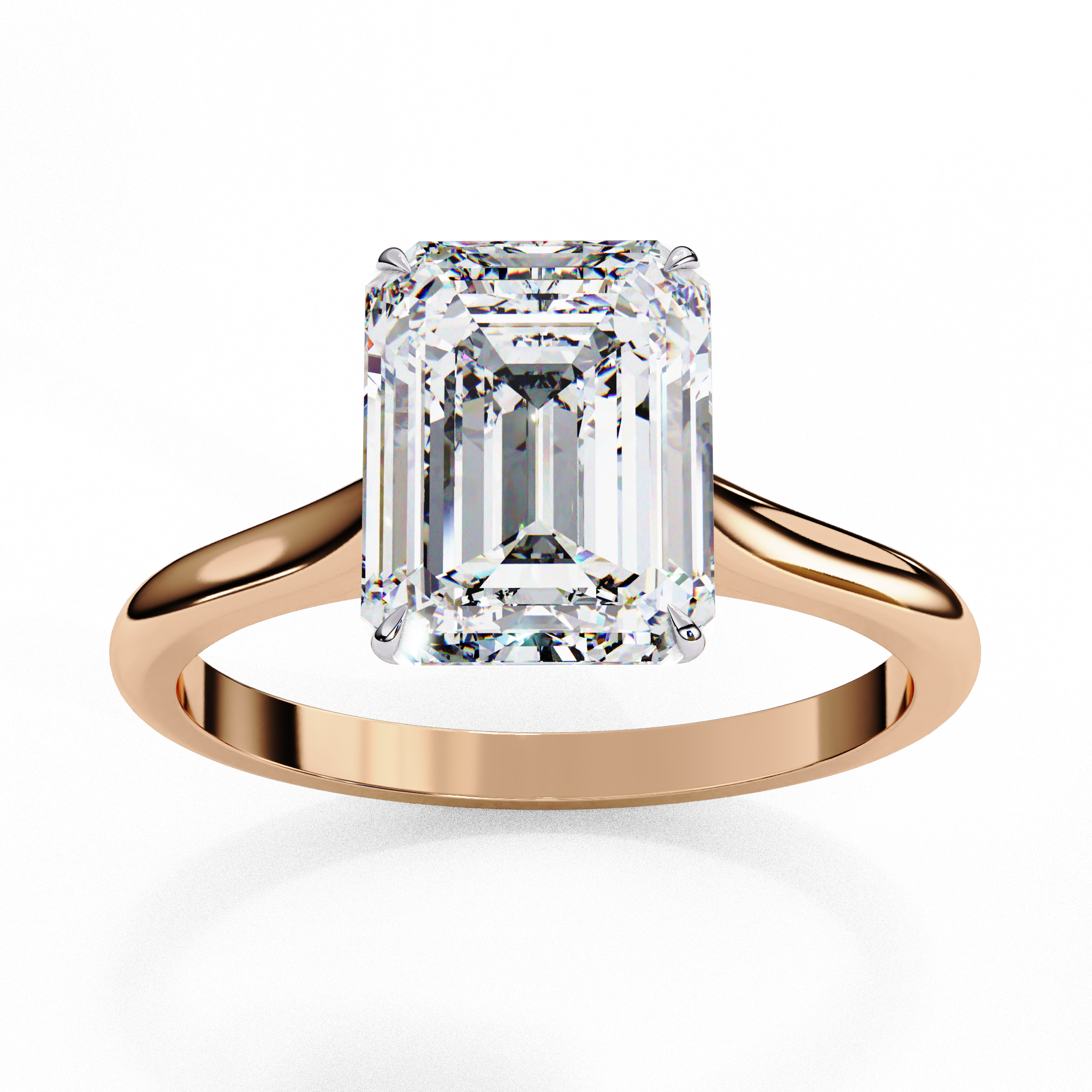 Gold Emerald Cut Diamond Solitaire Ring