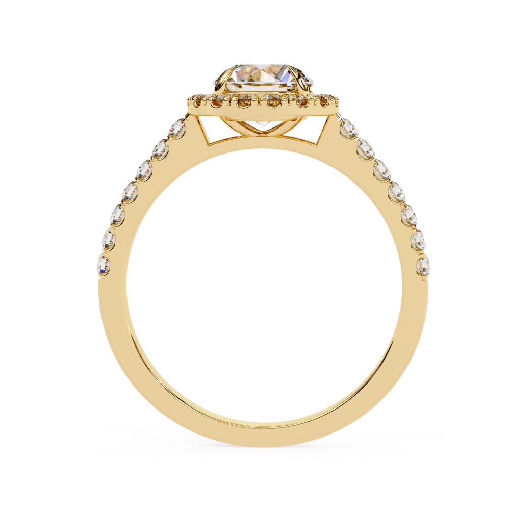 Round Diamond Halo Engagement Ring in Gold