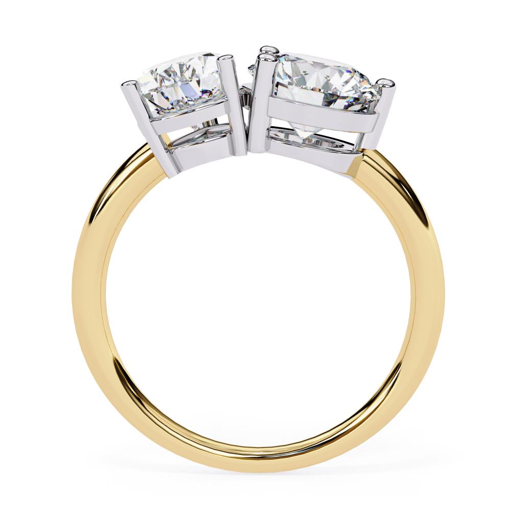 Pear and Round Cut Two-Stone Diamond Ring in Gold