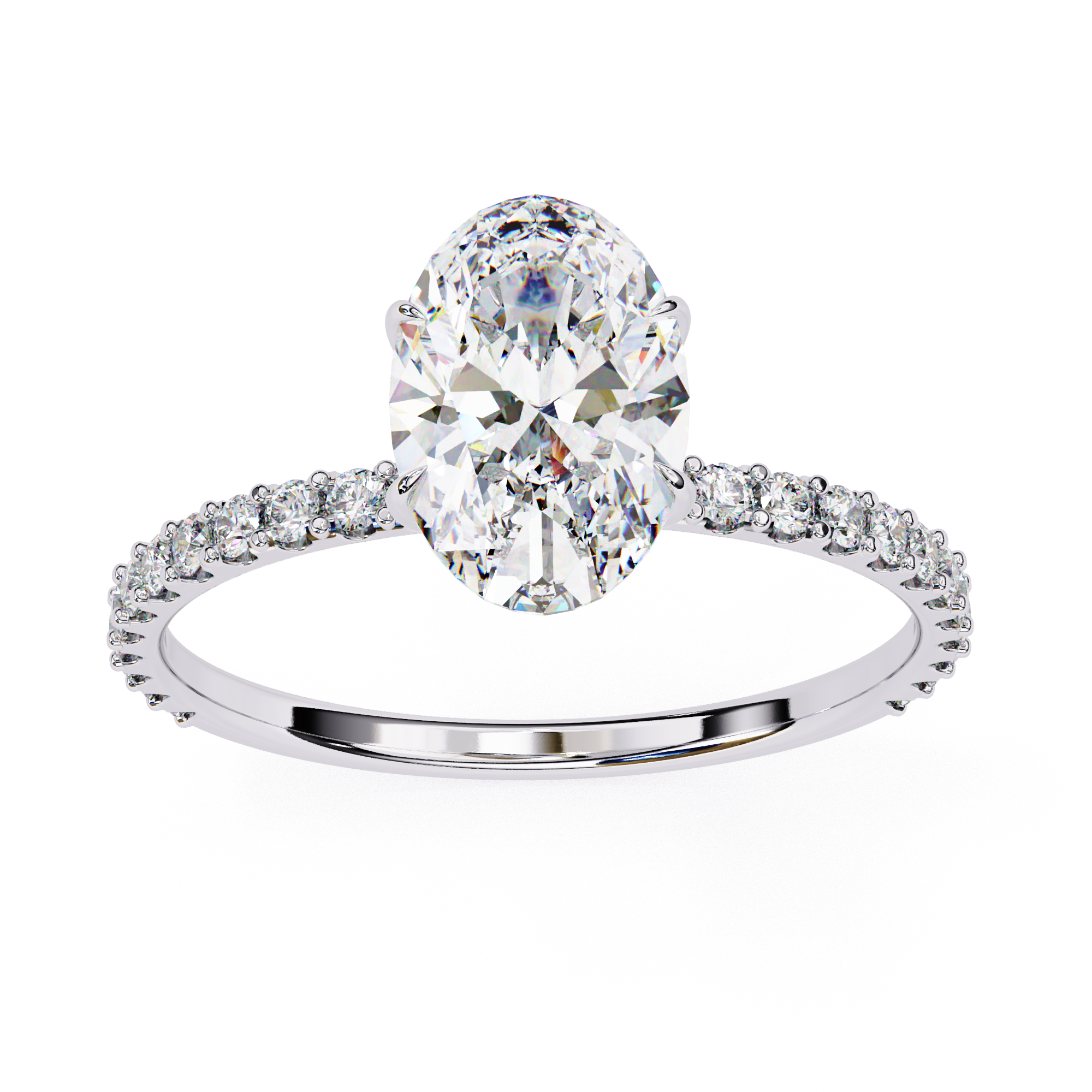 Exquisite Oval-Cut Diamond Engagement Ring with Pave Ring in Gold