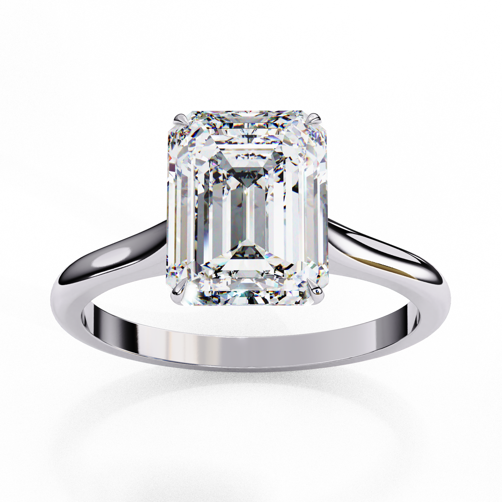 Gold Emerald Cut Diamond Solitaire Ring