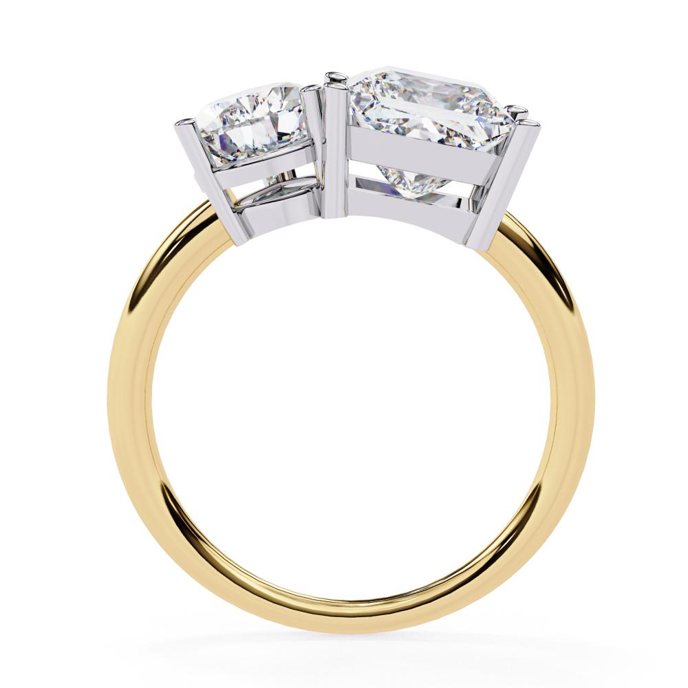 Pear and Princess Cut Two-Stone Diamond Ring in Gold